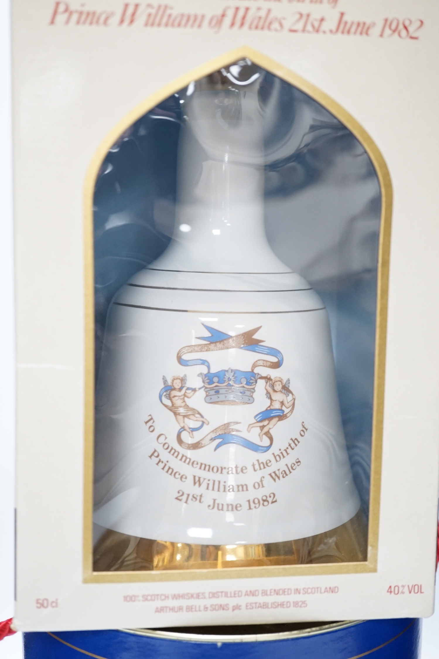 Four Royal themed Bell's whisky bottles